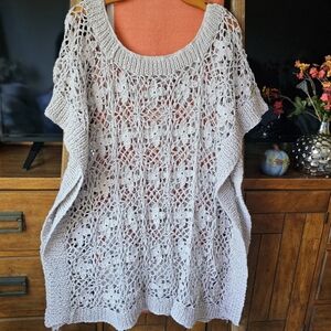 Elegant Gray Crochet Handmade Poncho for Women